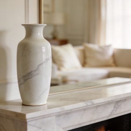 White Marble Effect Tall Ceramic Decorative Vase