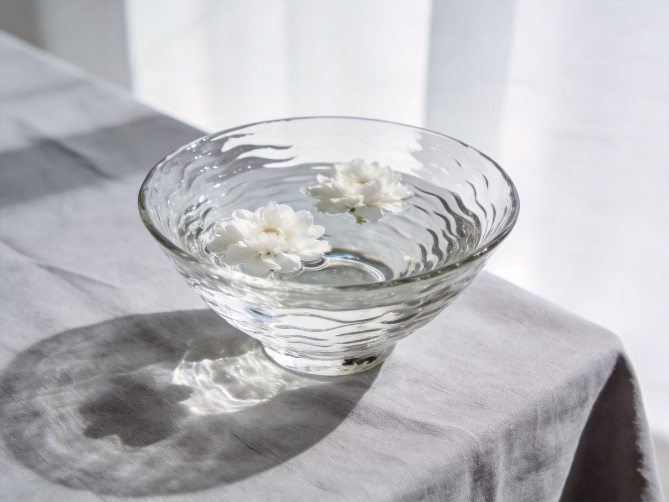 Clear Water Wave Texture Glass Bowl Decorative Vase